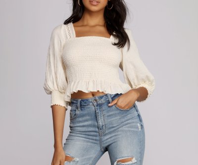 TableClothsUs Sweetly Smocked Crop Top